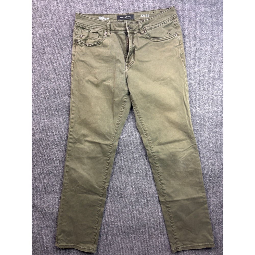 Liverpool Relaxed Straight Pants Mens 32x32 Olive Night Green LGR301DC32